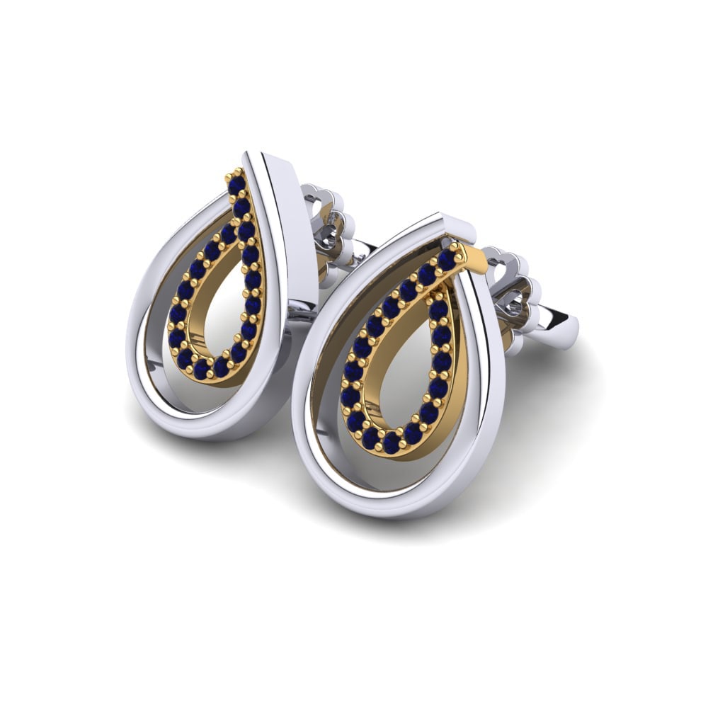 14k Oro Blanco & Amarillo Zafiro Pendiente de mujer Laetitia