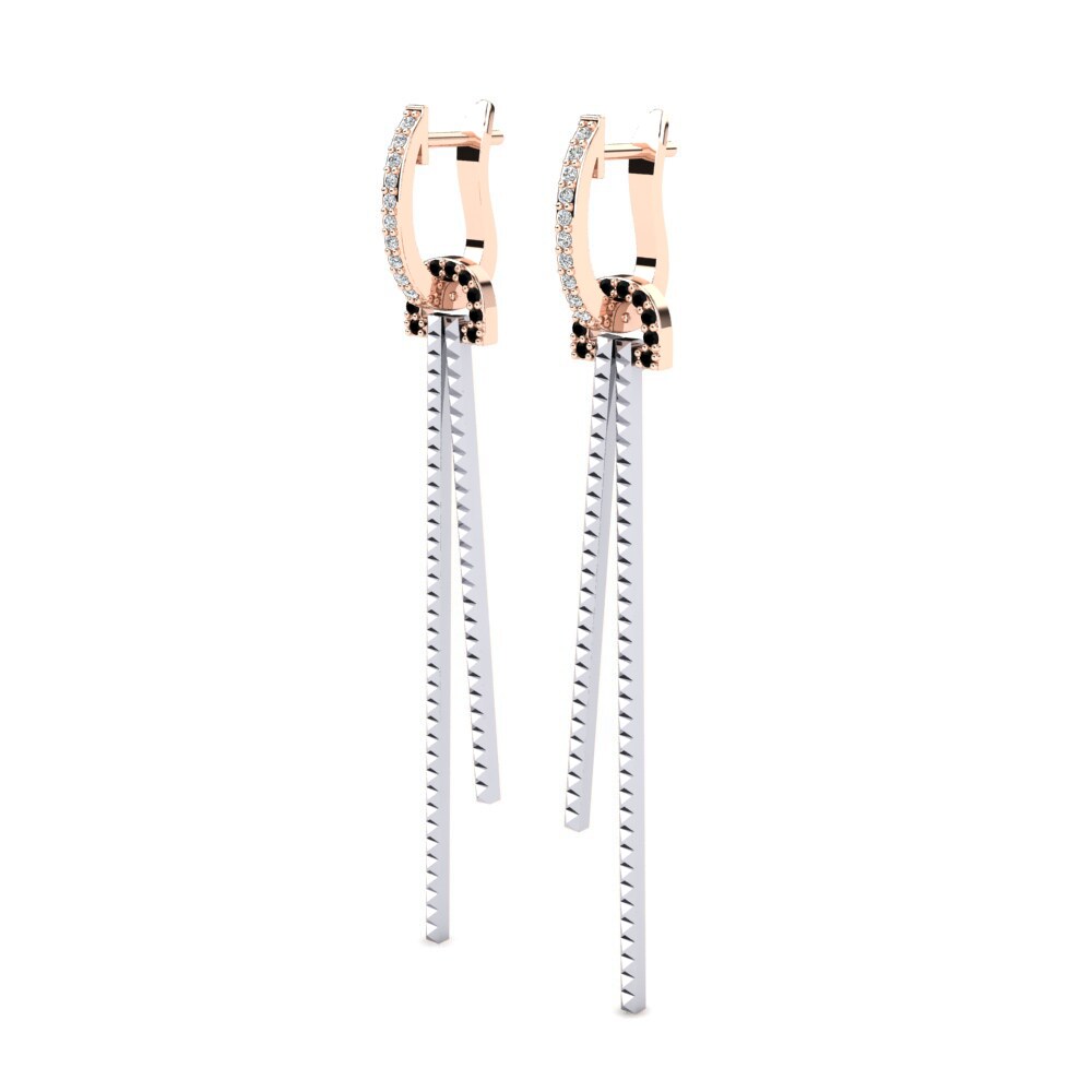 14k Oro Rosa & Blanco Zafiro negro Pendiente de mujer Jolanda