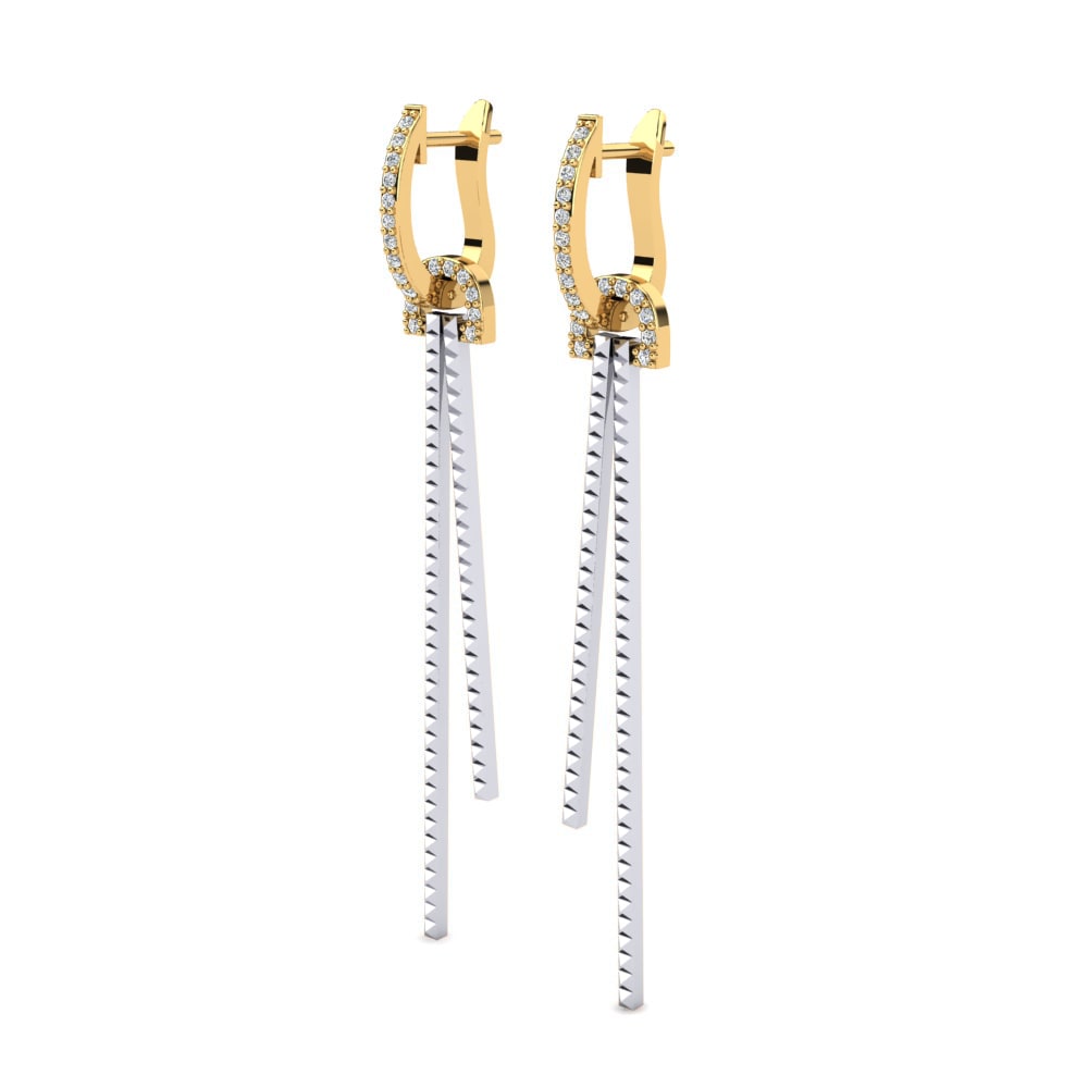 18k Oro Amarillo & Blanco Zafiro blanco Pendiente de mujer Jolanda