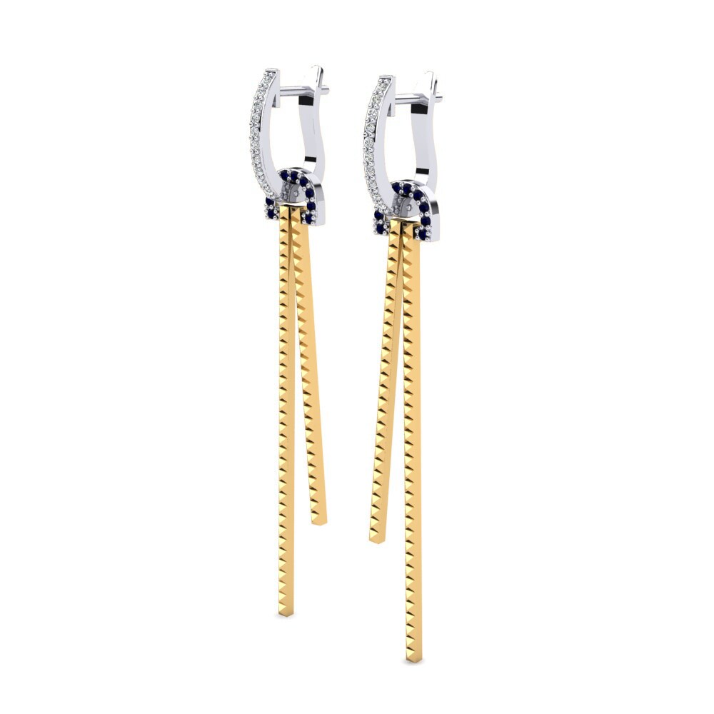 14k Oro Blanco & Amarillo Zafiro Pendiente de mujer Jolanda