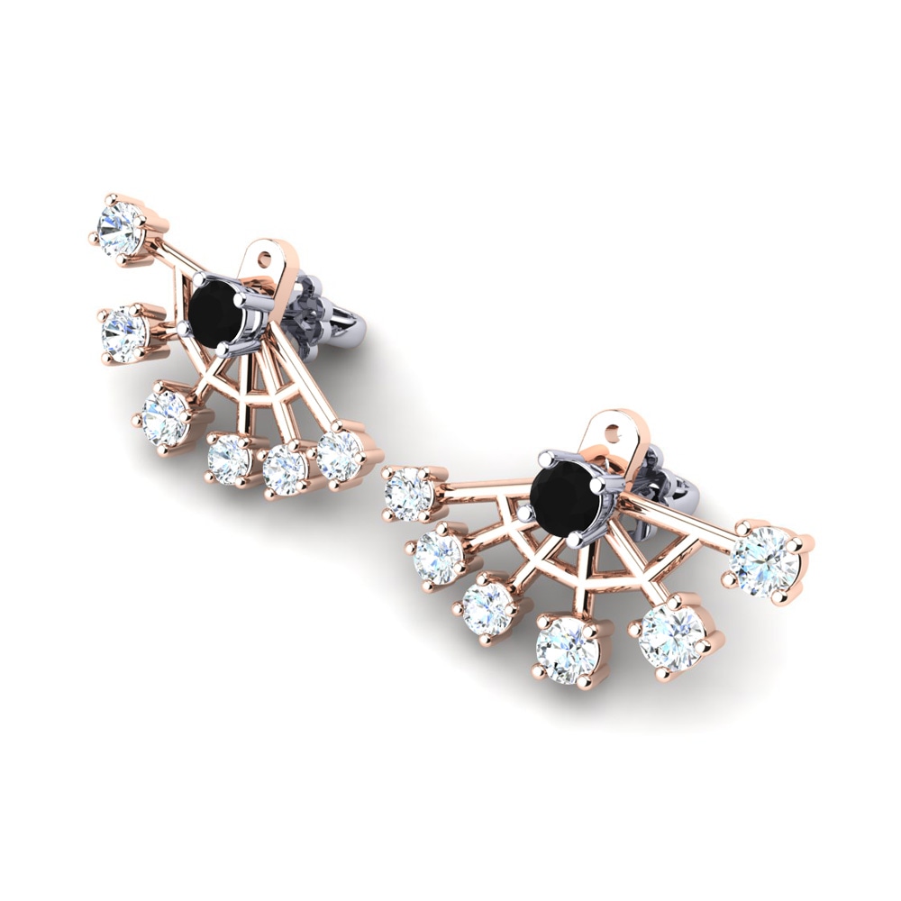 14k Oro Rosa & Blanco Zafiro negro Pendiente de mujer Letizia