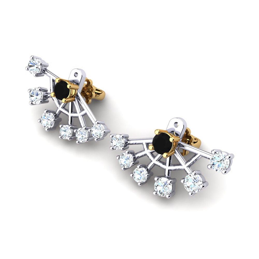 14ct White & Yellow Gold Black Sapphire Women's Earring Letizia