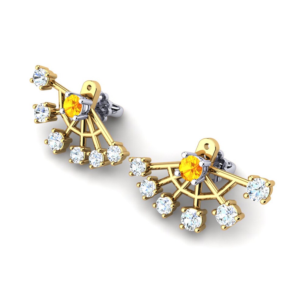 14ct Yellow & White Gold Citrine Women's Earring Letizia