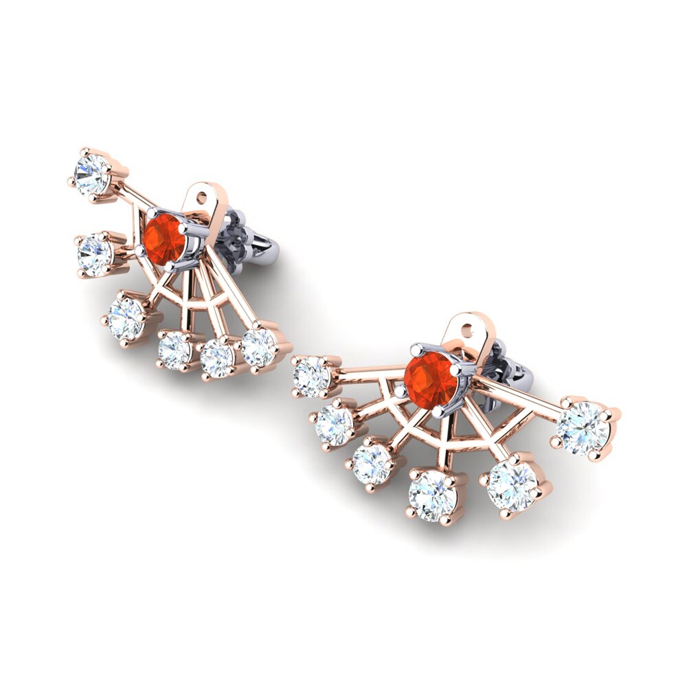 14ct Rose & White Gold Fire Opal Women's Earring Letizia