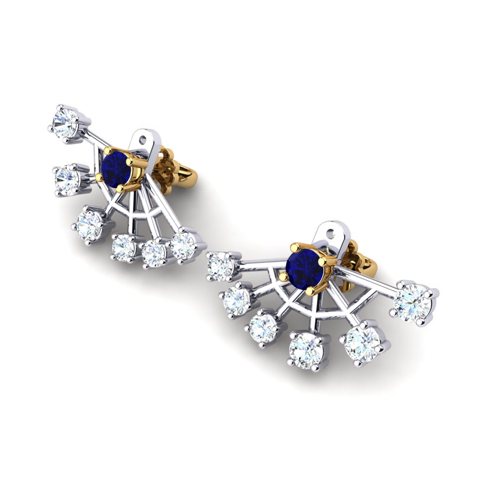 14k Oro Blanco & Amarillo Zafiro Pendiente de mujer Letizia