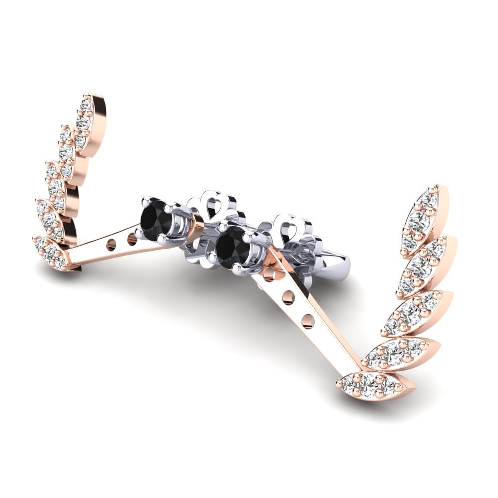 14k Oro Rosa & Blanco Zafiro negro Pendiente de mujer Mirella