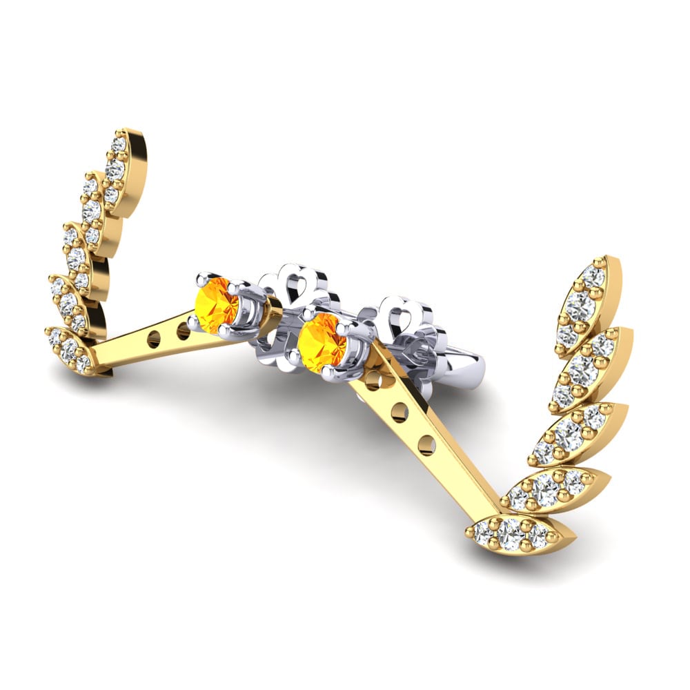 14ct Yellow & White Gold Citrine Women's Earring Mirella
