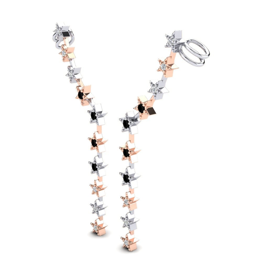 14k Oro Rosa & Blanco Zafiro negro Pendiente de mujer Nicolina