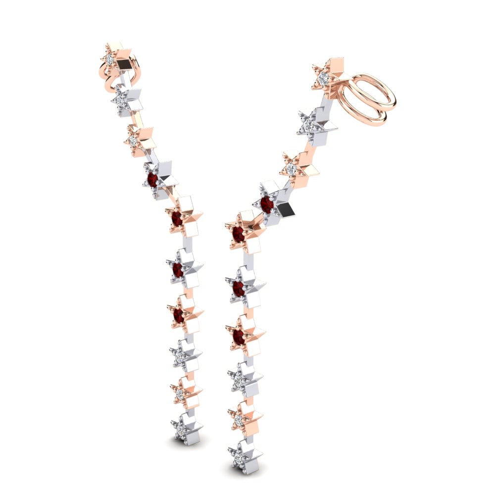 14K White & Rose Gold Red Zirconia Earring Nicolina