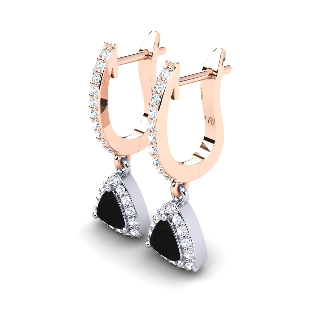 14k Oro Rosa & Blanco Zafiro negro Pendiente de mujer Palmira