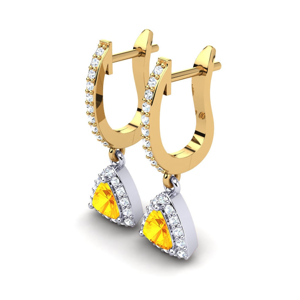 14ct Yellow & White Gold Citrine Women's Earring Palmira