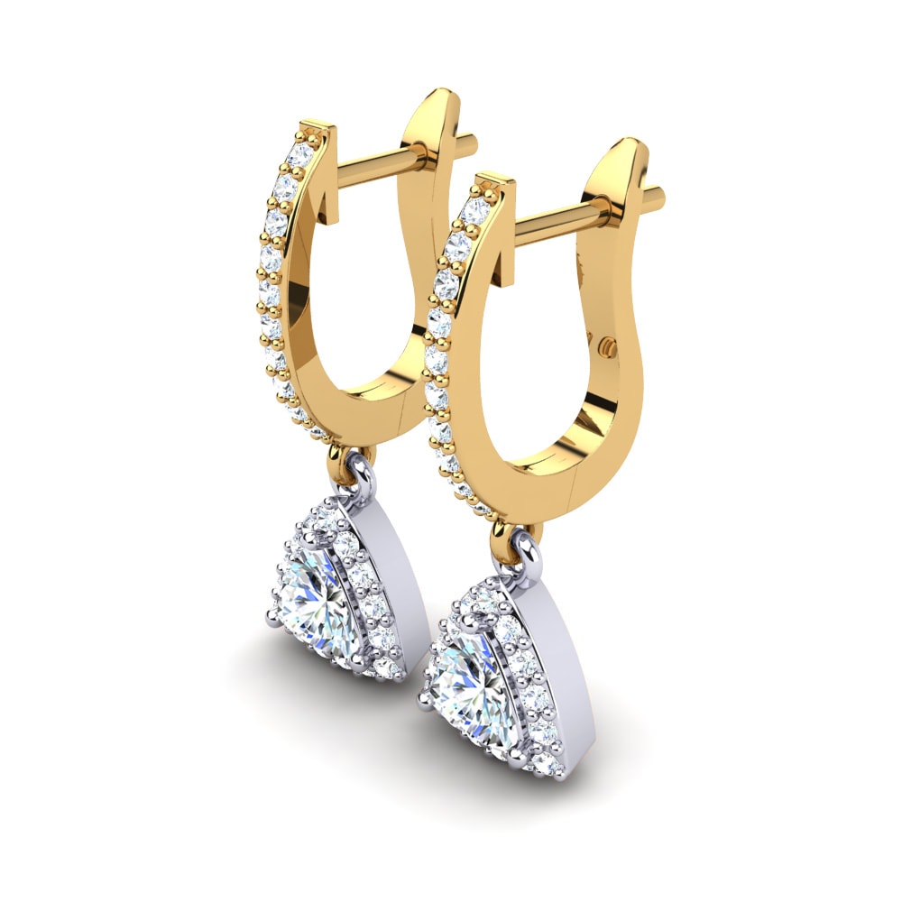18k Oro Amarillo & Blanco Zafiro blanco Pendiente de mujer Palmira