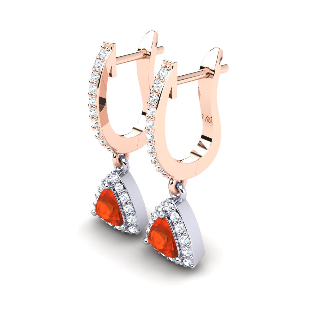 14ct Rose & White Gold Fire Opal Women's Earring Palmira