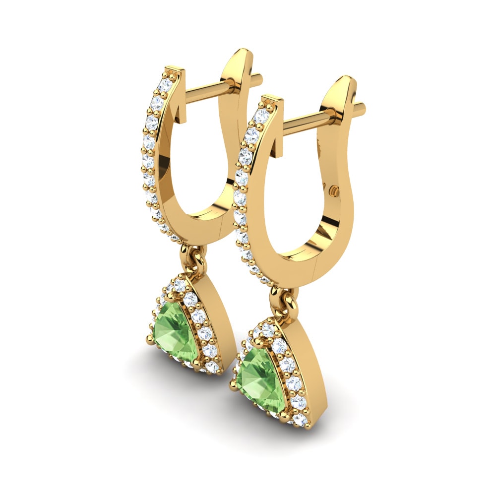 14ct Yellow Gold Green Amethyst Women's Earring Palmira