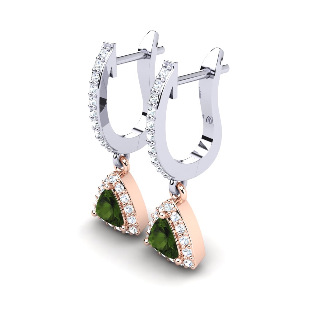 14ct White / Rose Gold Green Tourmaline Women's Earring Palmira