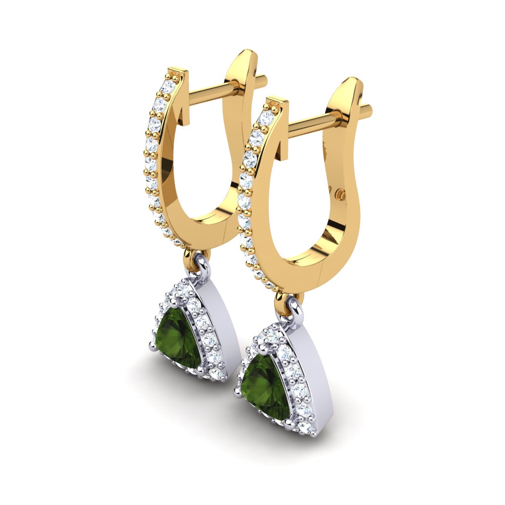 14k Oro Amarillo & Blanco Turmalina verde Pendiente de mujer Palmira