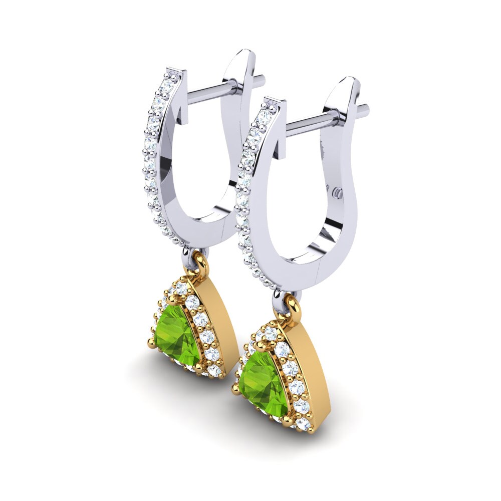 14k Oro Blanco & Amarillo Peridoto Pendiente de mujer Palmira