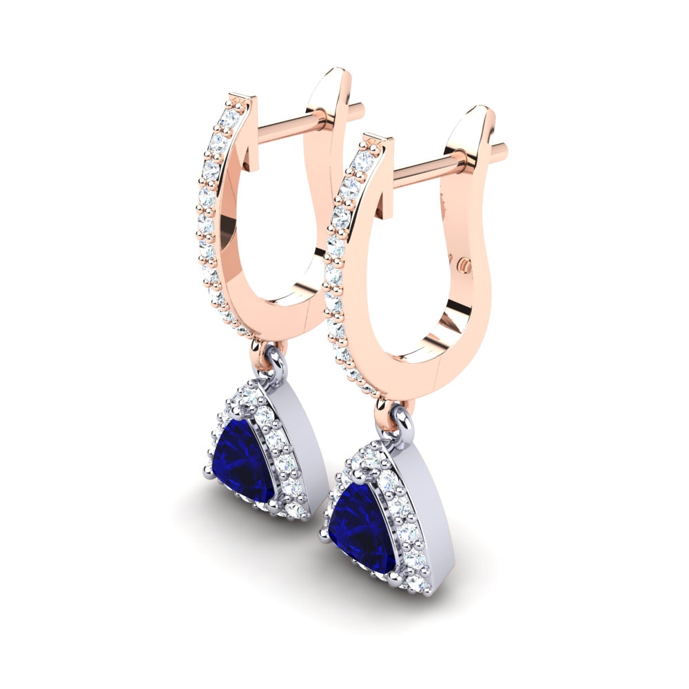 14ct Rose / White Gold Dark Blue Zirconia Women's Earring Palmira