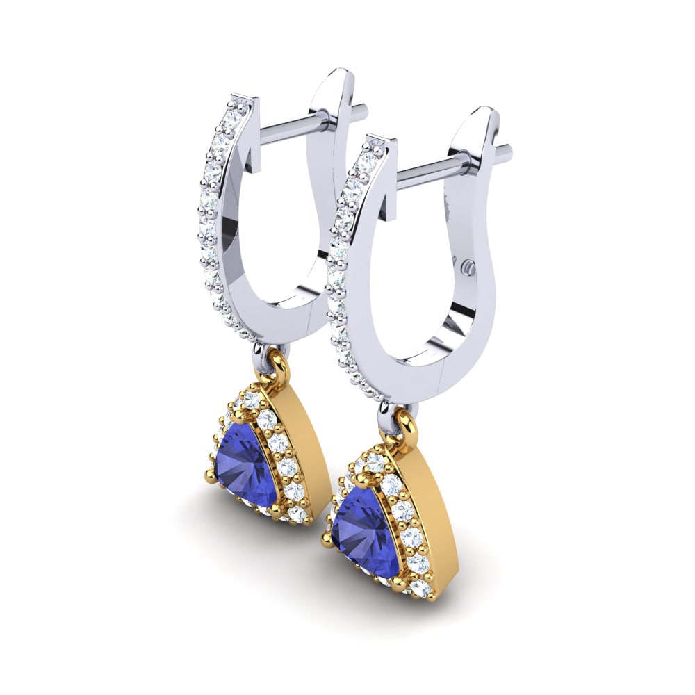 9k Oro Blanco & Amarillo Tanzanita Pendiente de mujer Palmira