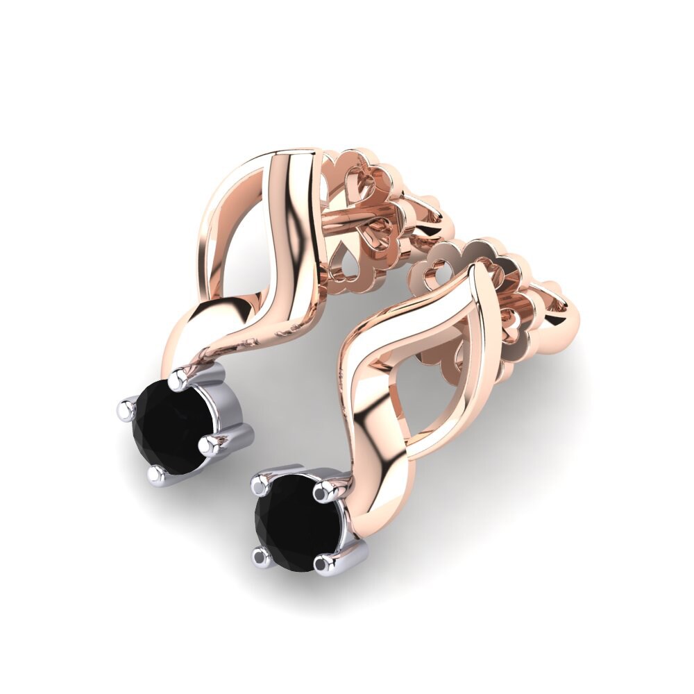 14k Oro Rosa & Blanco Zafiro negro Pendiente de mujer Paolina