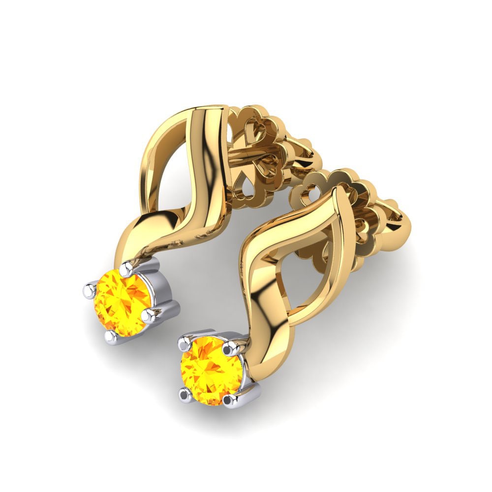 14ct Yellow & White Gold Citrine Women's Earring Paolina