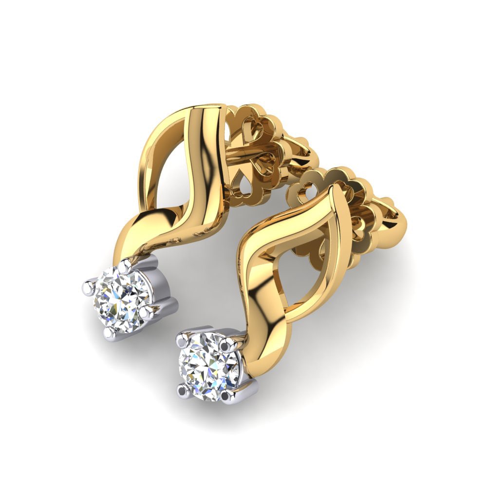 14ct Yellow & White Gold White sapphire Women's Earring Paolina