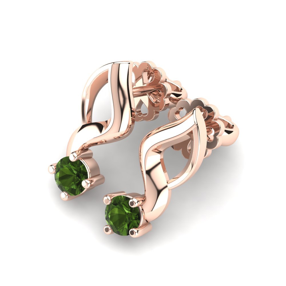 14ct Rose Gold Green Tourmaline Women's Earring Paolina