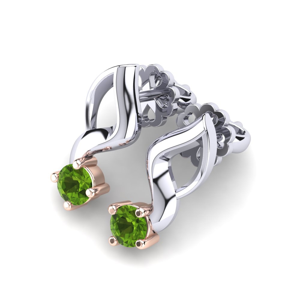 14k Oro Blanco & Rosa Peridoto Pendiente de mujer Paolina