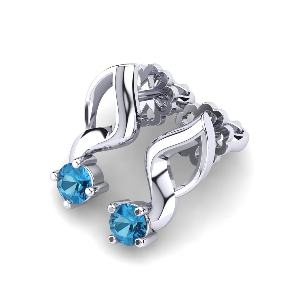 Azul Topázio Brincos Feminino Paolina