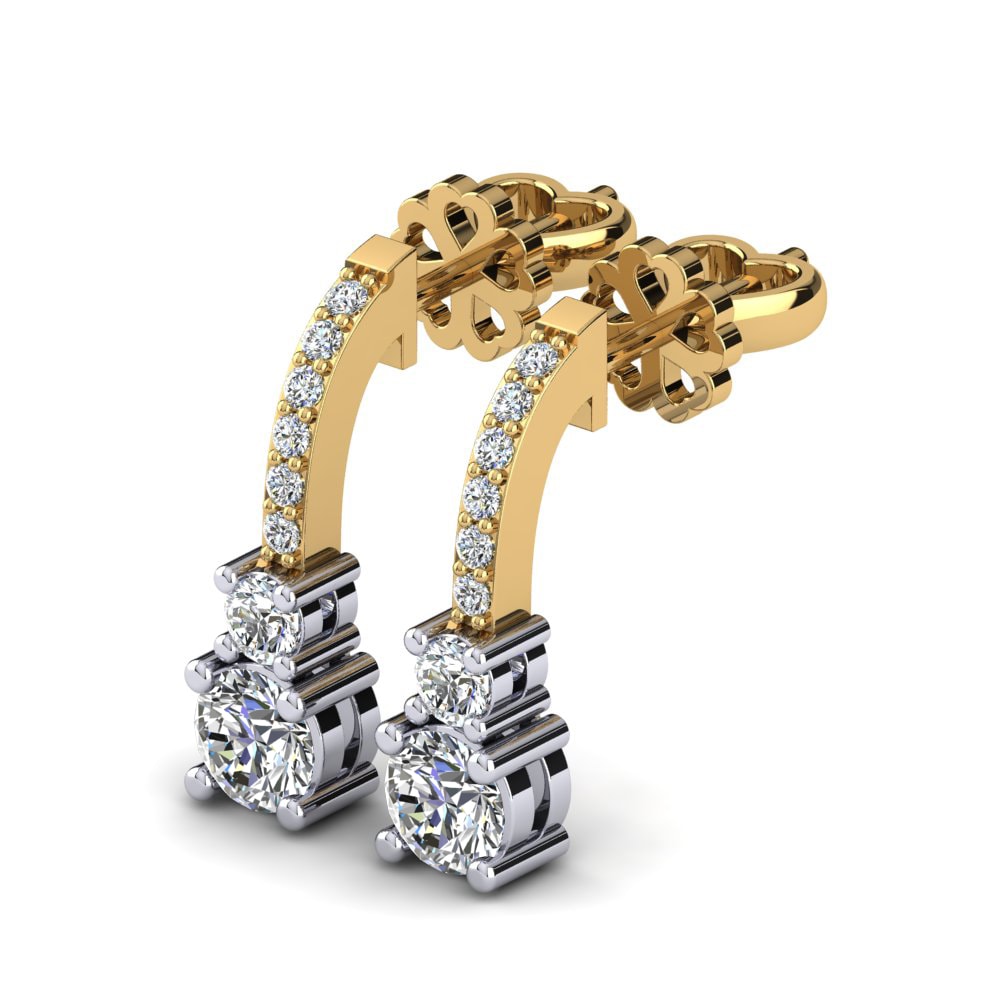 18k Oro Amarillo & Blanco Zafiro blanco Pendiente de mujer Ravenna