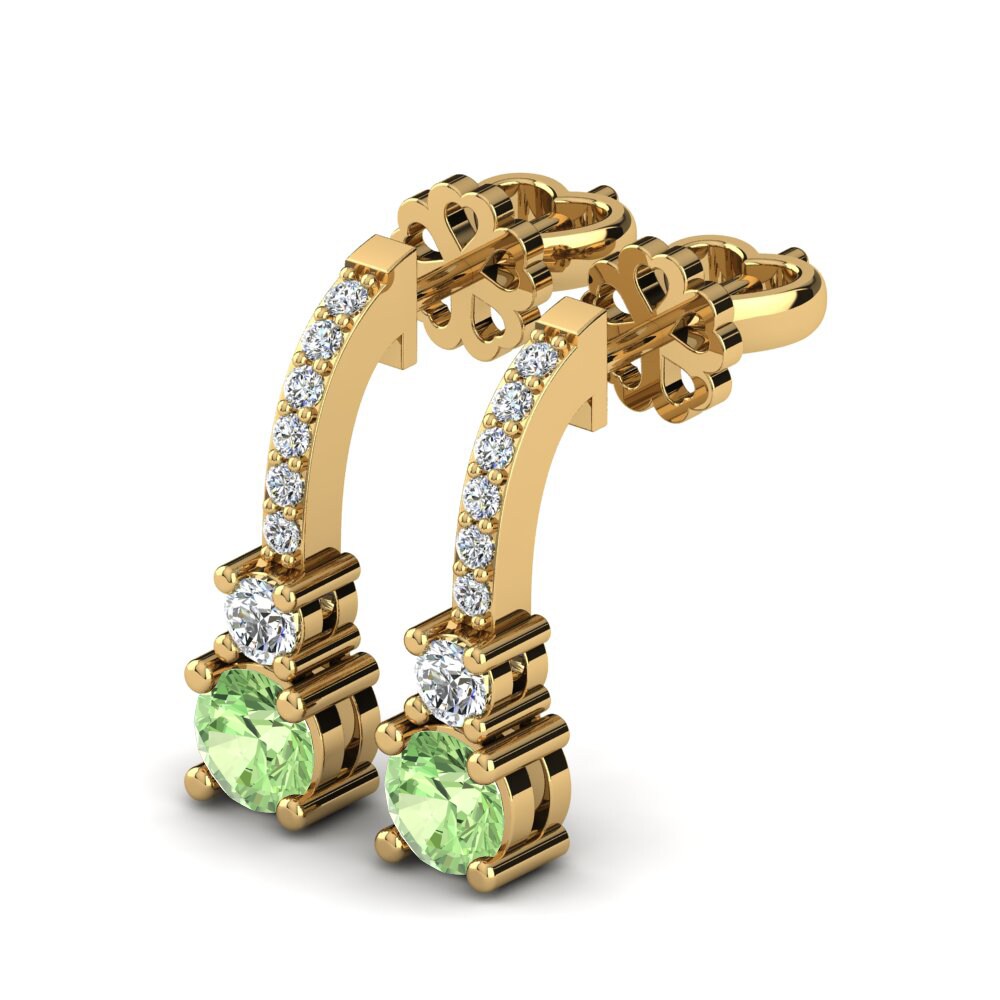 14ct Yellow Gold Green Amethyst Women's Earring Ravenna
