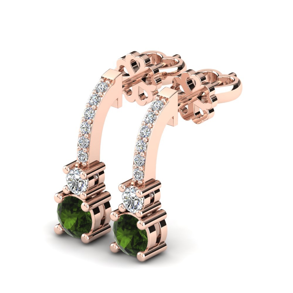 14ct Rose Gold Green Tourmaline Women's Earring Ravenna