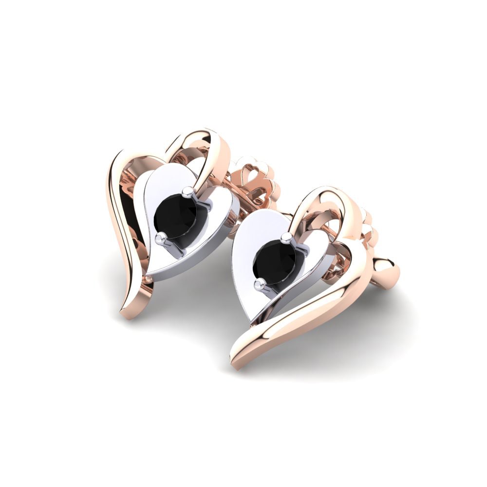 14k Oro Rosa & Blanco Zafiro negro Pendiente de mujer Silvana