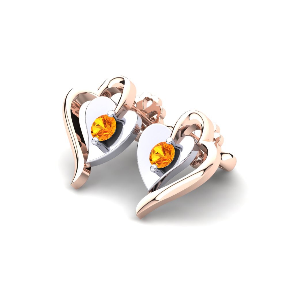 14k Oro Rosa & Blanco Citrino Pendiente de mujer Silvana