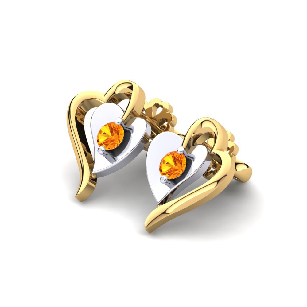 14ct Yellow & White Gold Citrine Women's Earring Silvana