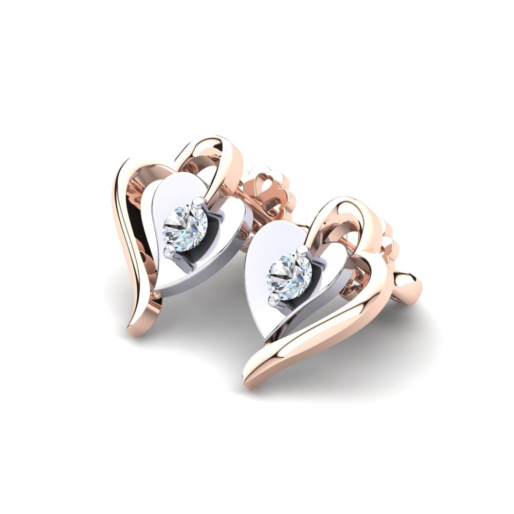 18ct Rose & White Gold Diamond Women's Earring Silvana