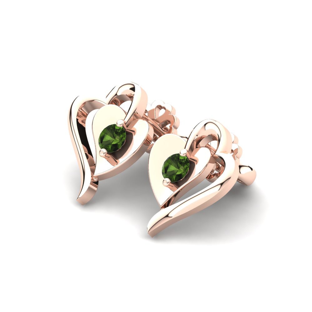 14ct Rose Gold Green Tourmaline Women's Earring Silvana