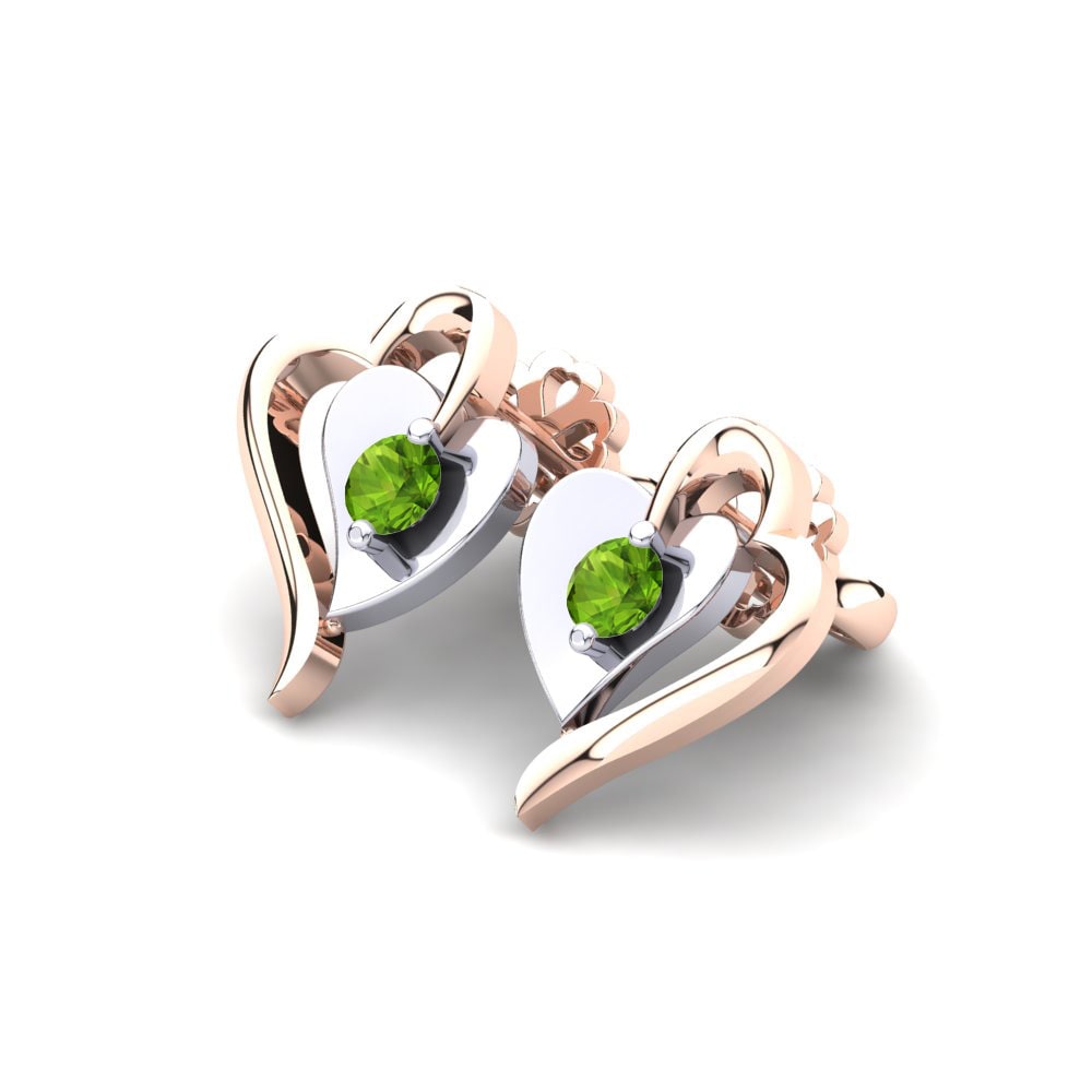 14k Oro Rosa & Blanco Peridoto Pendiente de mujer Silvana