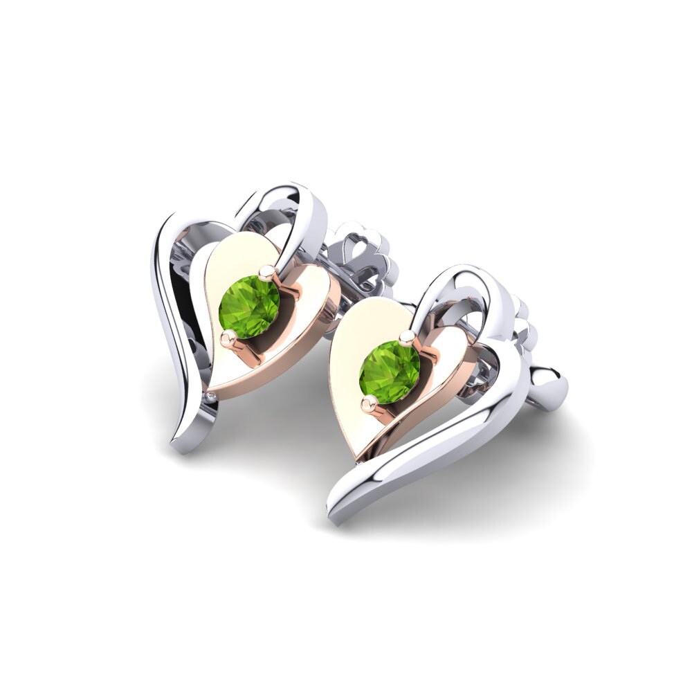 14k Oro Blanco & Rosa Peridoto Pendiente de mujer Silvana