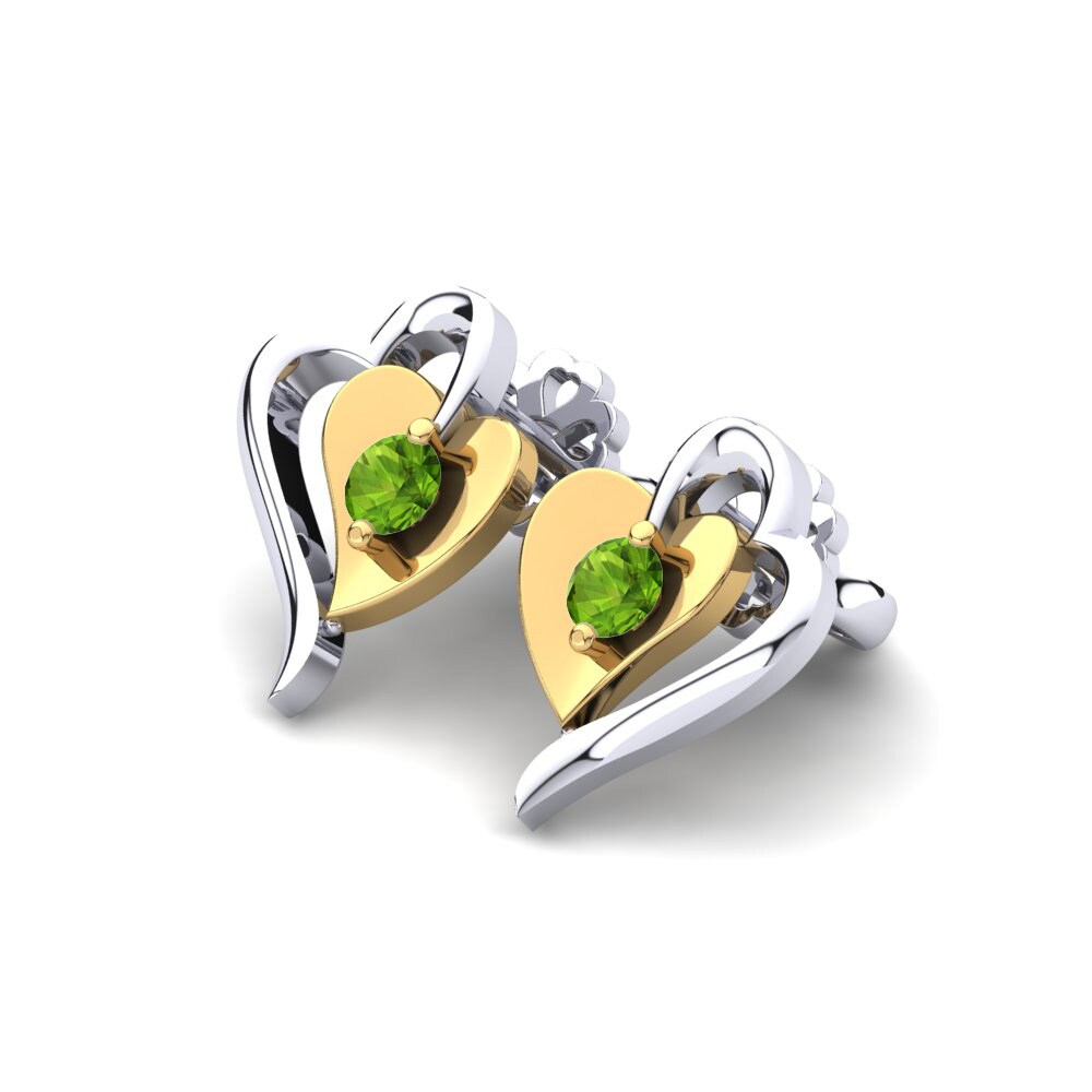 14k Oro Blanco & Amarillo Peridoto Pendiente de mujer Silvana