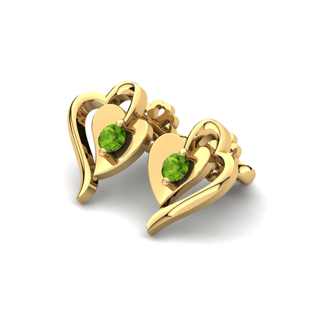18k Oro Amarillo Peridoto Pendiente de mujer Silvana