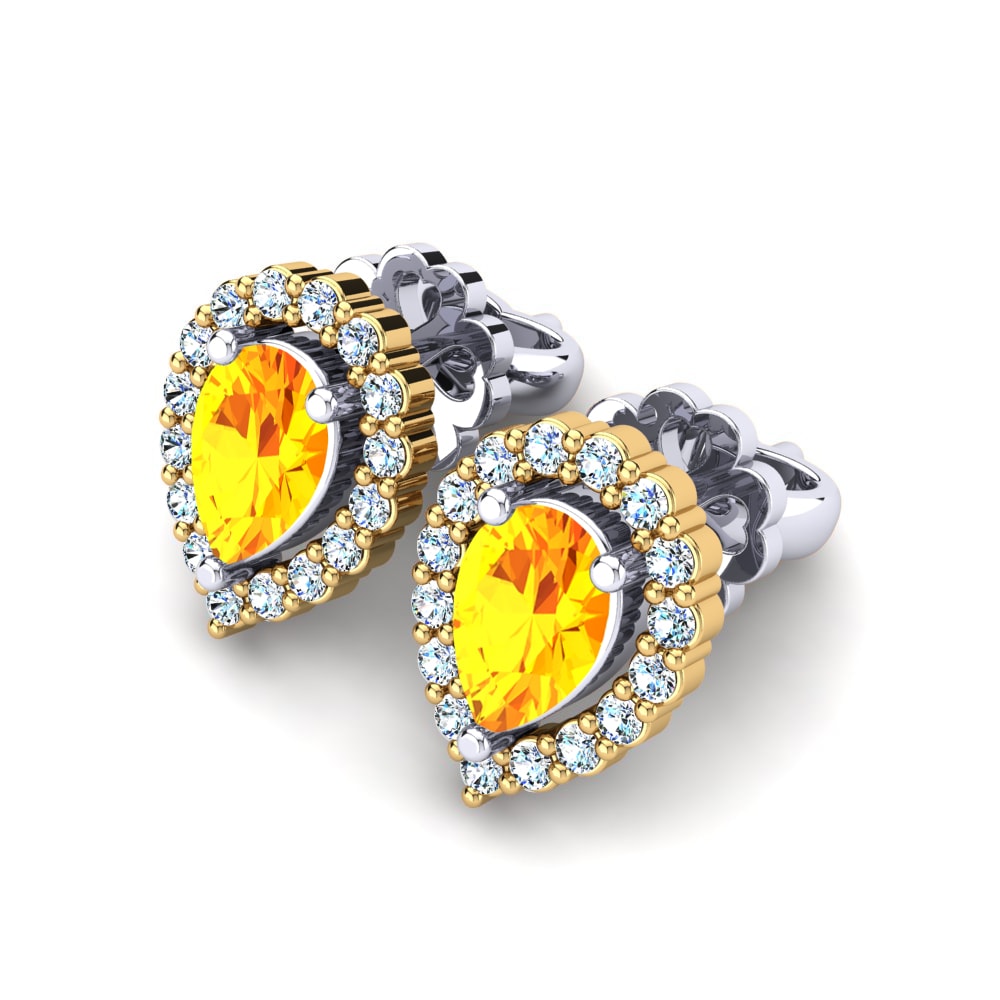 14ct Yellow & White Gold Citrine Women's Earring Vanda
