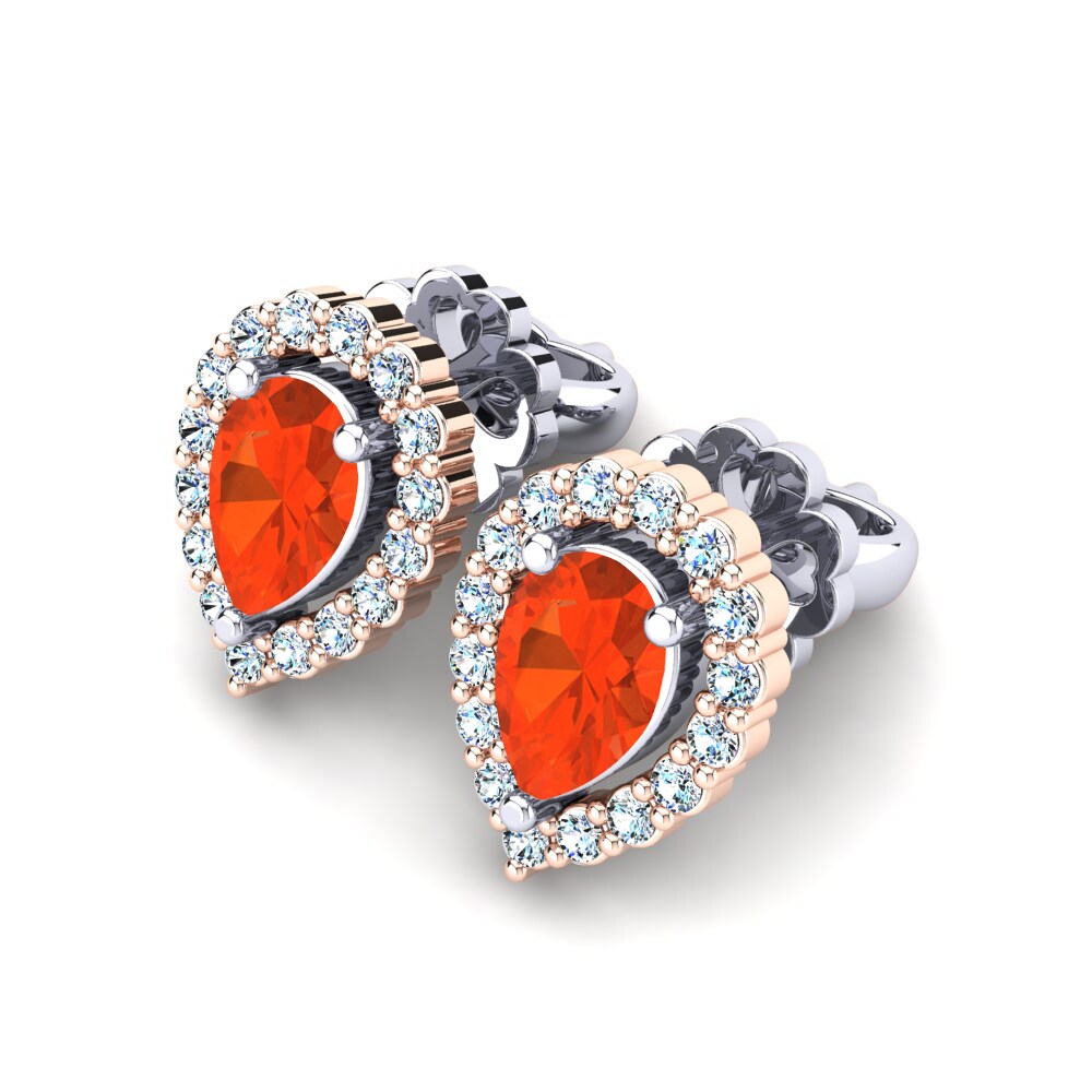 14ct Rose & White Gold Fire Opal Women's Earring Vanda