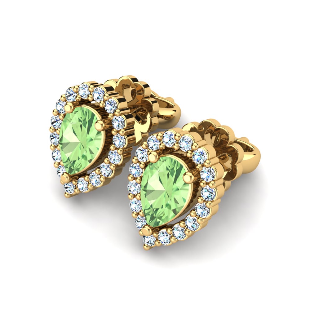 14ct Yellow Gold Green Amethyst Women's Earring Vanda