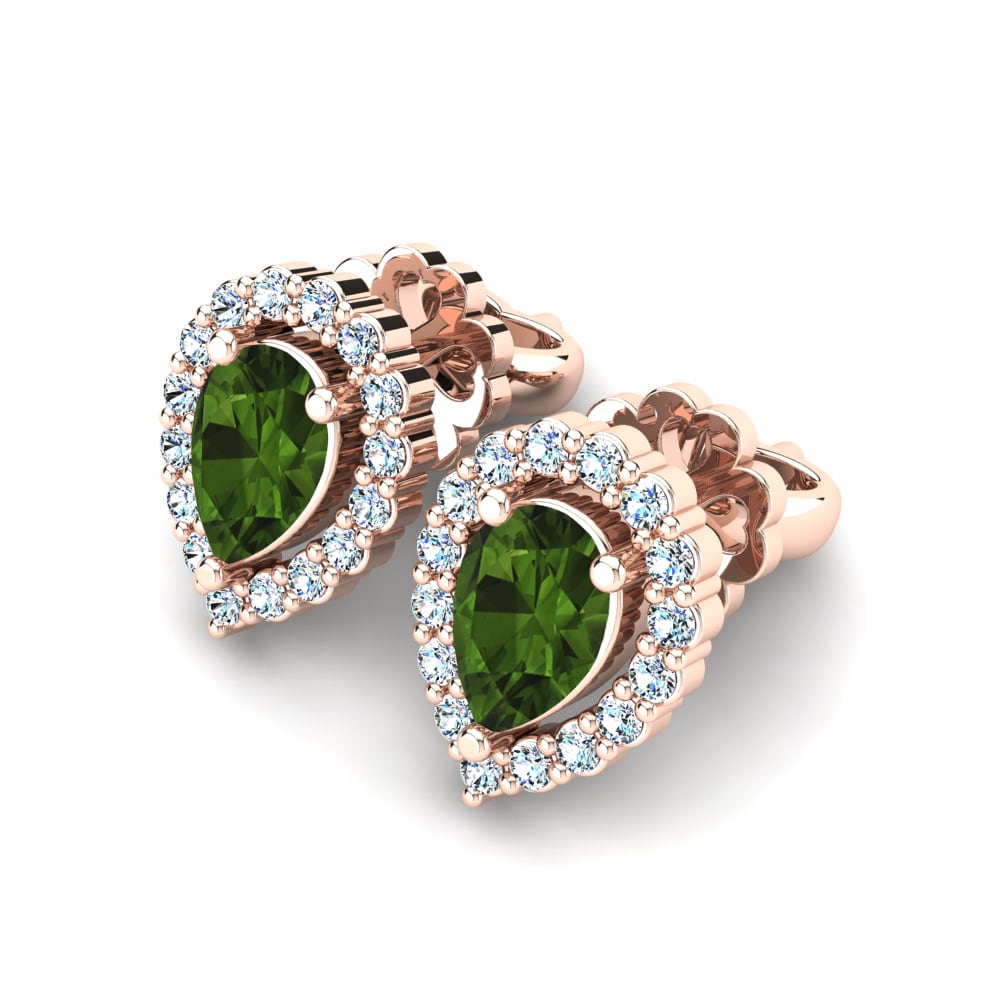 14ct Rose Gold Green Tourmaline Women's Earring Vanda