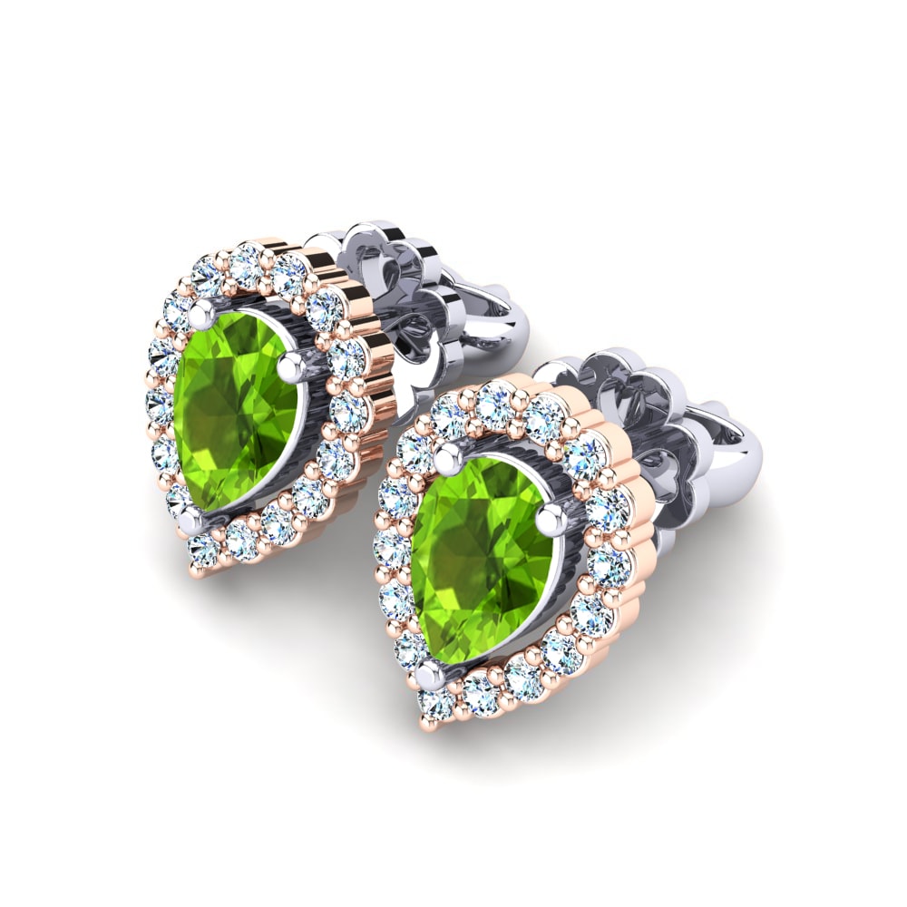 14k Oro Rosa & Blanco Peridoto Pendiente de mujer Vanda