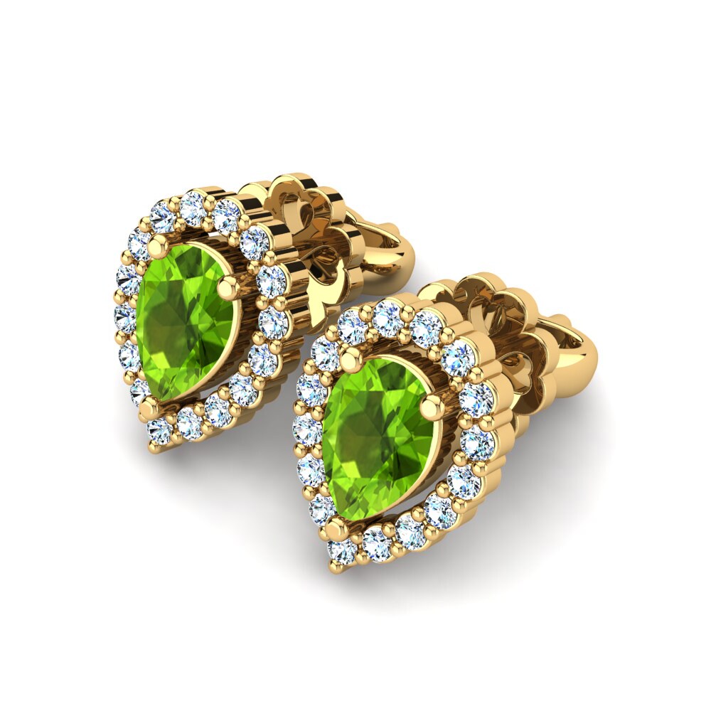 18k Oro Amarillo Peridoto Pendiente de mujer Vanda