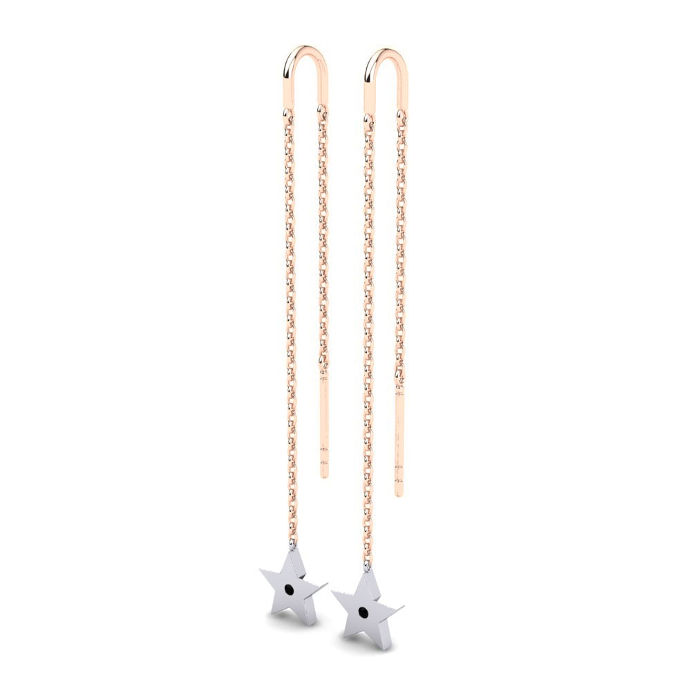 14k Oro Rosa & Blanco Zafiro negro Pendiente de mujer Selita