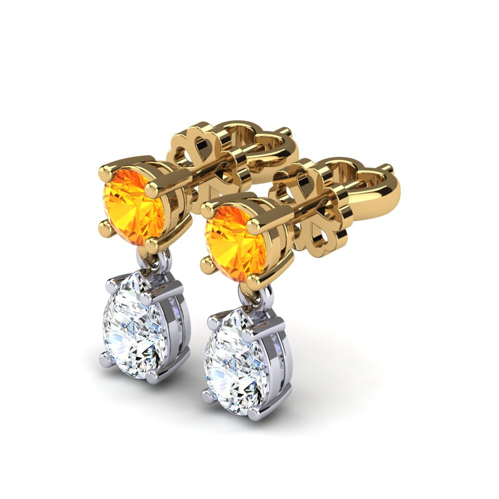 14ct Yellow & White Gold Citrine Women's Earring Rossella