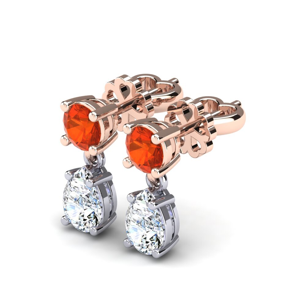 14ct Rose & White Gold Fire Opal Women's Earring Rossella